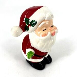 Vintage LEFTON‎ Santa Claus Kissing Salt & Pepper Shaker w/ Red Foil Tags